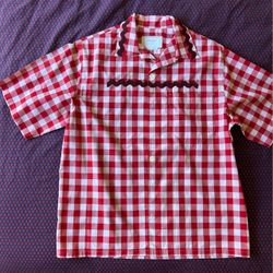 PRADA Gingham Red Check Pattern short sleeve cotton shirt Men’s M $300