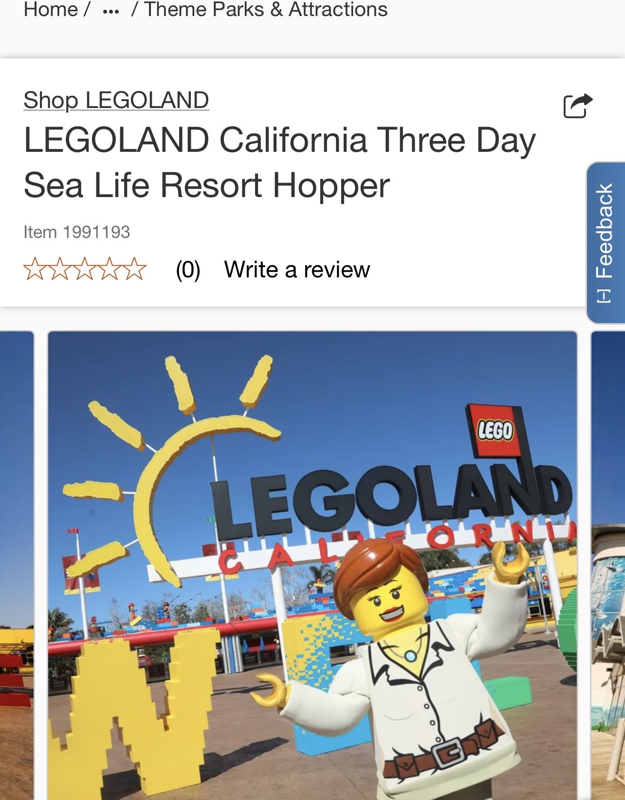 tickets for legoland / sea life aquarium/ water park