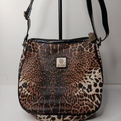 Jessica Simpson Black Tan Leopard Crossbody Shoulder Bag Women's
