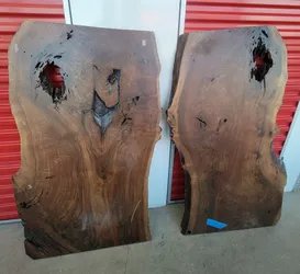 Pair of black walnut Slab lumber shelf table KILN DRIED