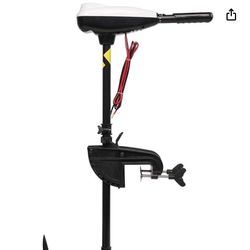PEXMOR 8 Speed Electric Trolling Motor, Electric Outboard Boat Motor w/Adjustable Handle & LED Indicator, Transom Mounted for Saltwater, Kayak, Fishin
