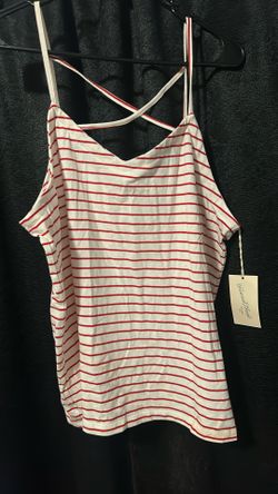 White And Red Striped Blouse New With Tags