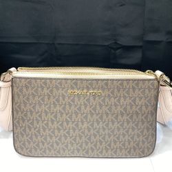 Michael Kors Brown and Pink Travel Small Crossbody Women's Bag