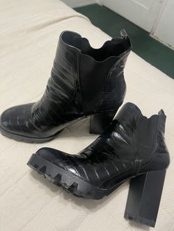 Black Snake Print Boots