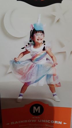Kids rainbow unicorn costume size medium 7-8