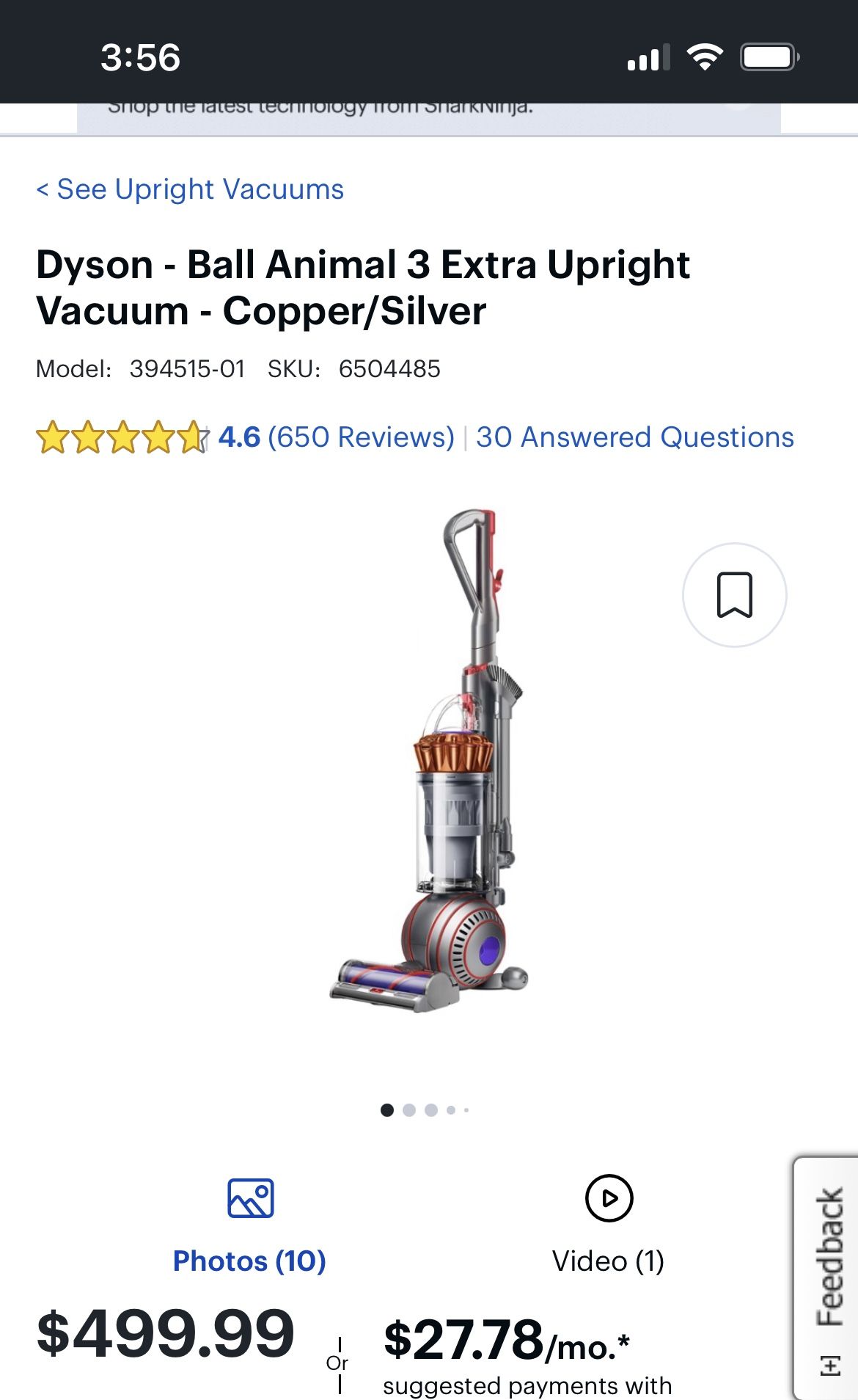 Dyson - Ball Animal 3 Extra Upright Vacuum - Copper/Silver