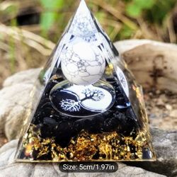 Obsidian and White Turquoise and fish Crystal, Good luck charm