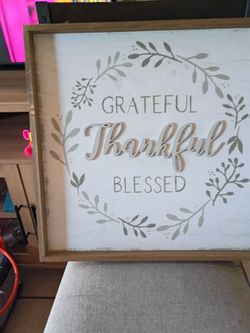 Grateful Thankful Blessed Wooden Wall Sign