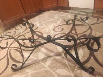 Glass metal coffee table 48 length x 24 width x 16 height