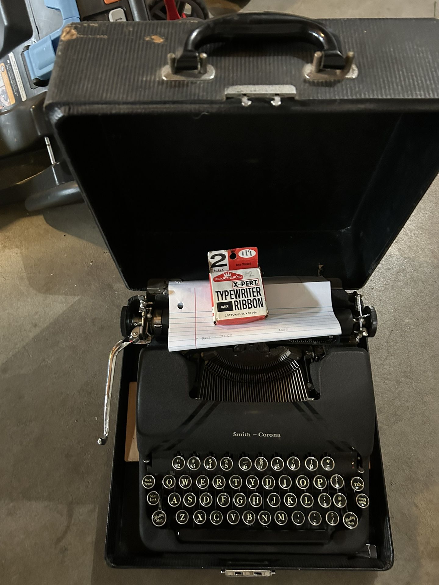 Smith Corona Black Portable Typewriter With Case