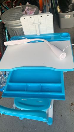 Kids blue Desk grows with them adjustable height