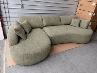 Brand New Sage Green Curved Sectional Sofa