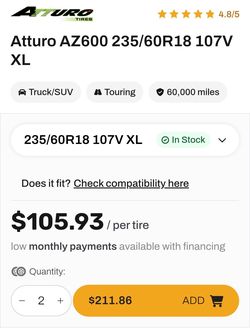 tires 2x1 Atturo AZ600 235/60R18 107V XL