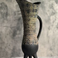 Vintage 15.5” Tall Resin Viking Style Long Three Legged Vessel / Vase / Ewer
