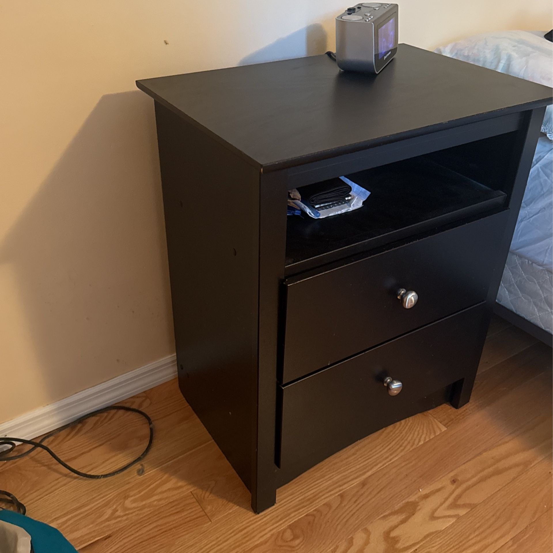 Night Stand With 2 Drawers And Open Shelves