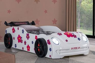 White Race Car bed LED Headlights