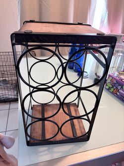 Metal and Wood Wine Bottle Rack