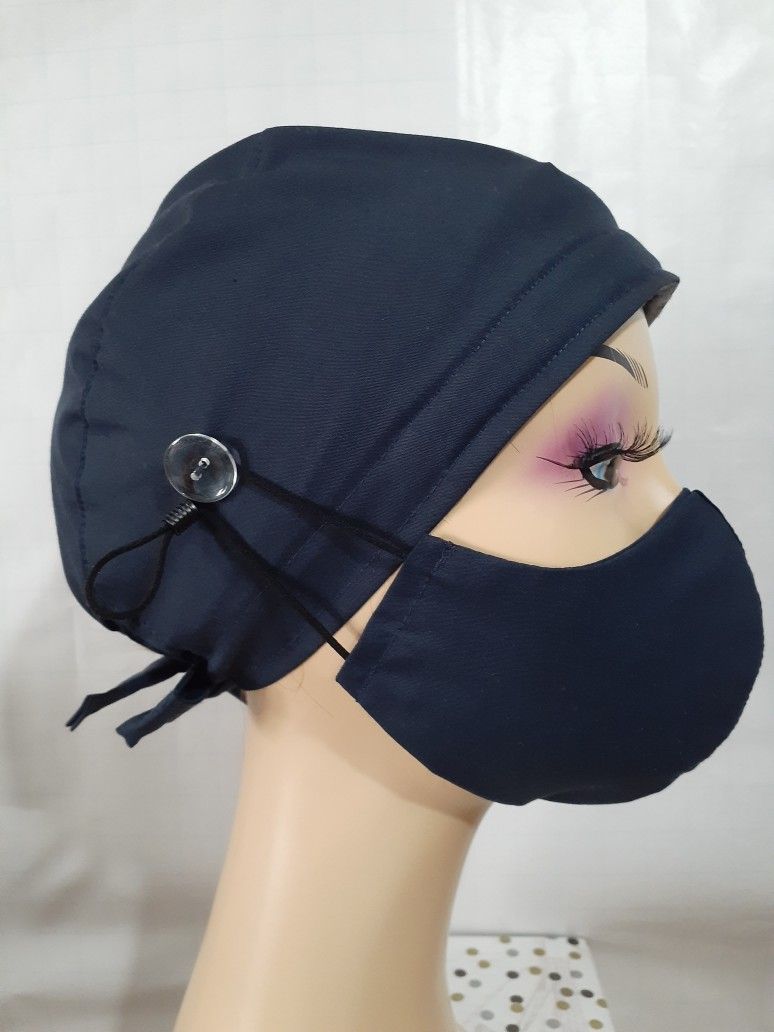 Navy Blue Surgical Scrub Caps Set With Sweatbands Doctors Surgical Cap Nurses Scrub Hats Medical Workers Scrub Caps Head Wraps