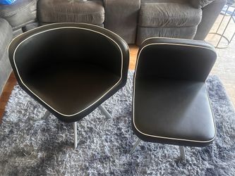 Black faux, leather mini chairs