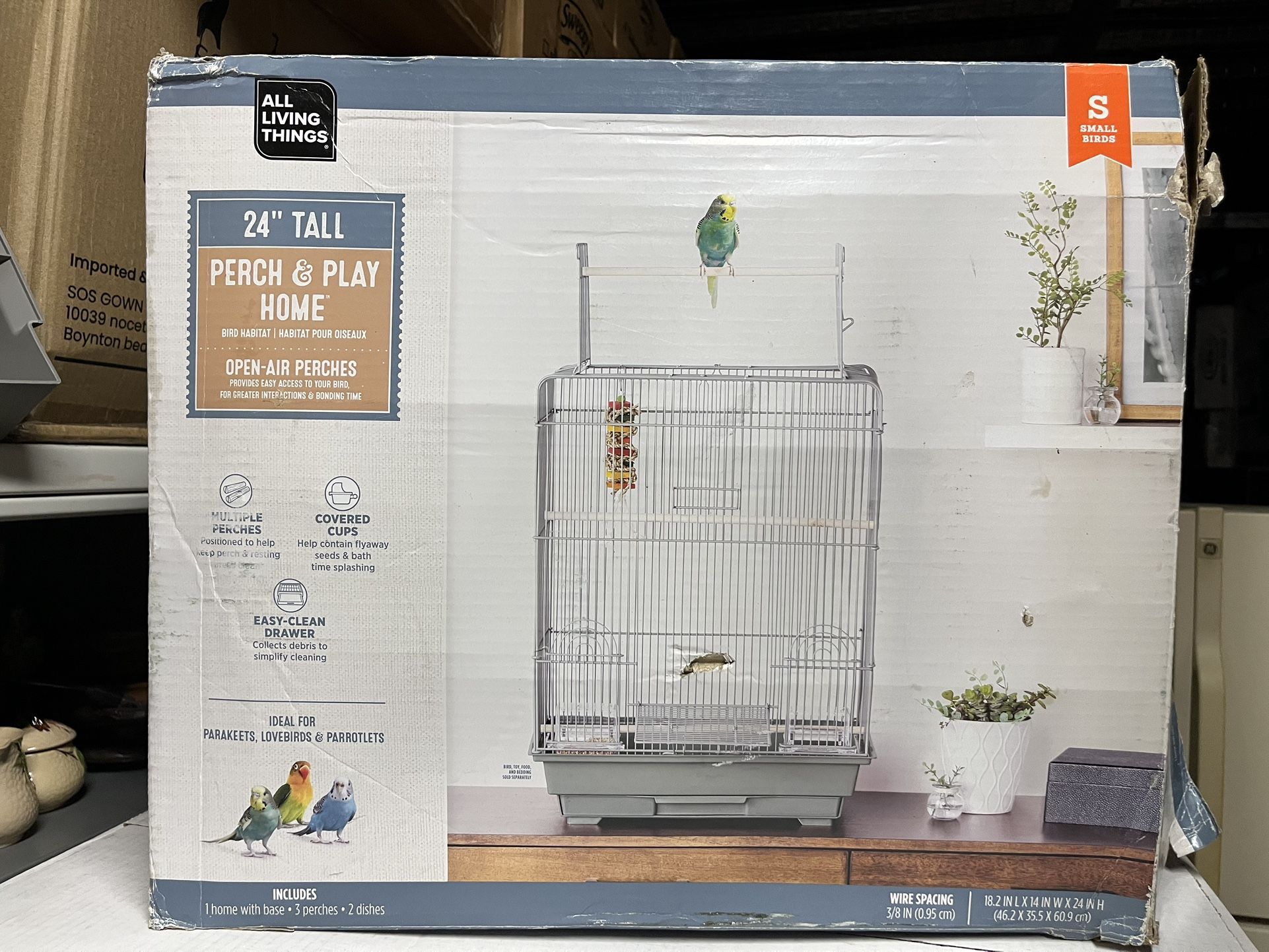 24” Tall Perch & Home Bird Cage