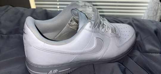 White and grey Nike Air Force ones size 12