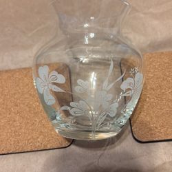 Vintage Small Etched Glass Vase