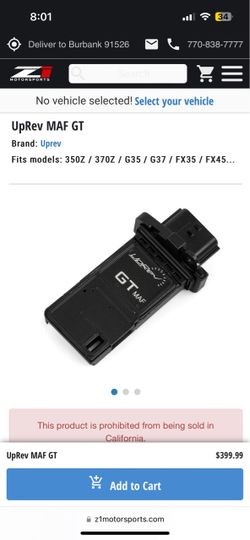 UpRev MAF GT  350Z / 370Z / G35 / G37 / FX35 / FX45