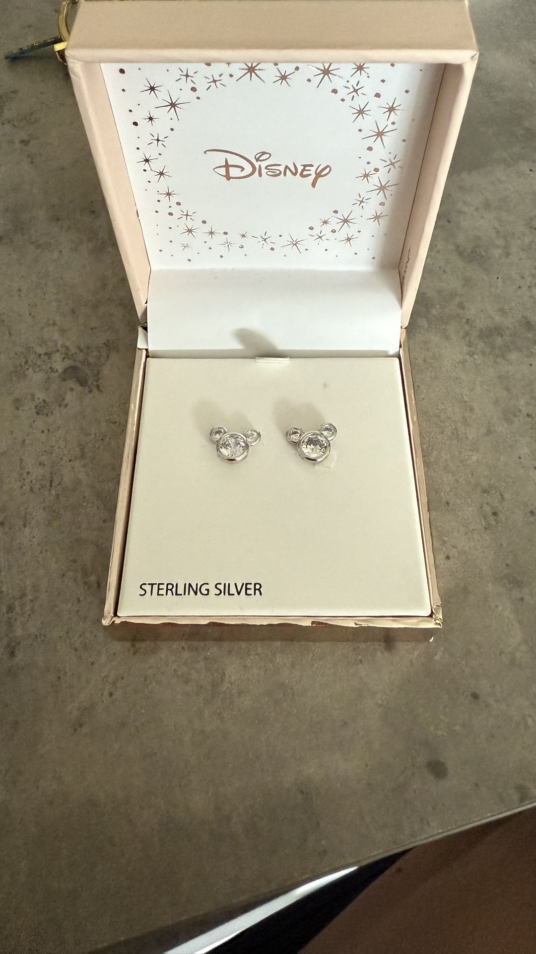 Disney Mickey Head Sterling Silver CZ Stud Earrings