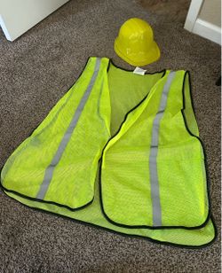 Safety Vest and Plastic Hard Hat Construction Worker Set-Halloween Costume -Size 2XL/3XL