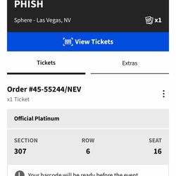 Phish Sphere Ticket Thursday 4/16