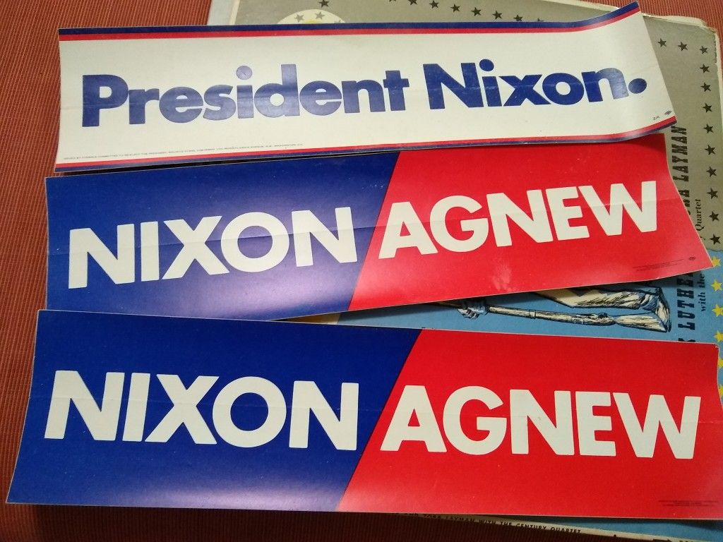 Original Bumper Stickers from the 1972 Presidential Campaign