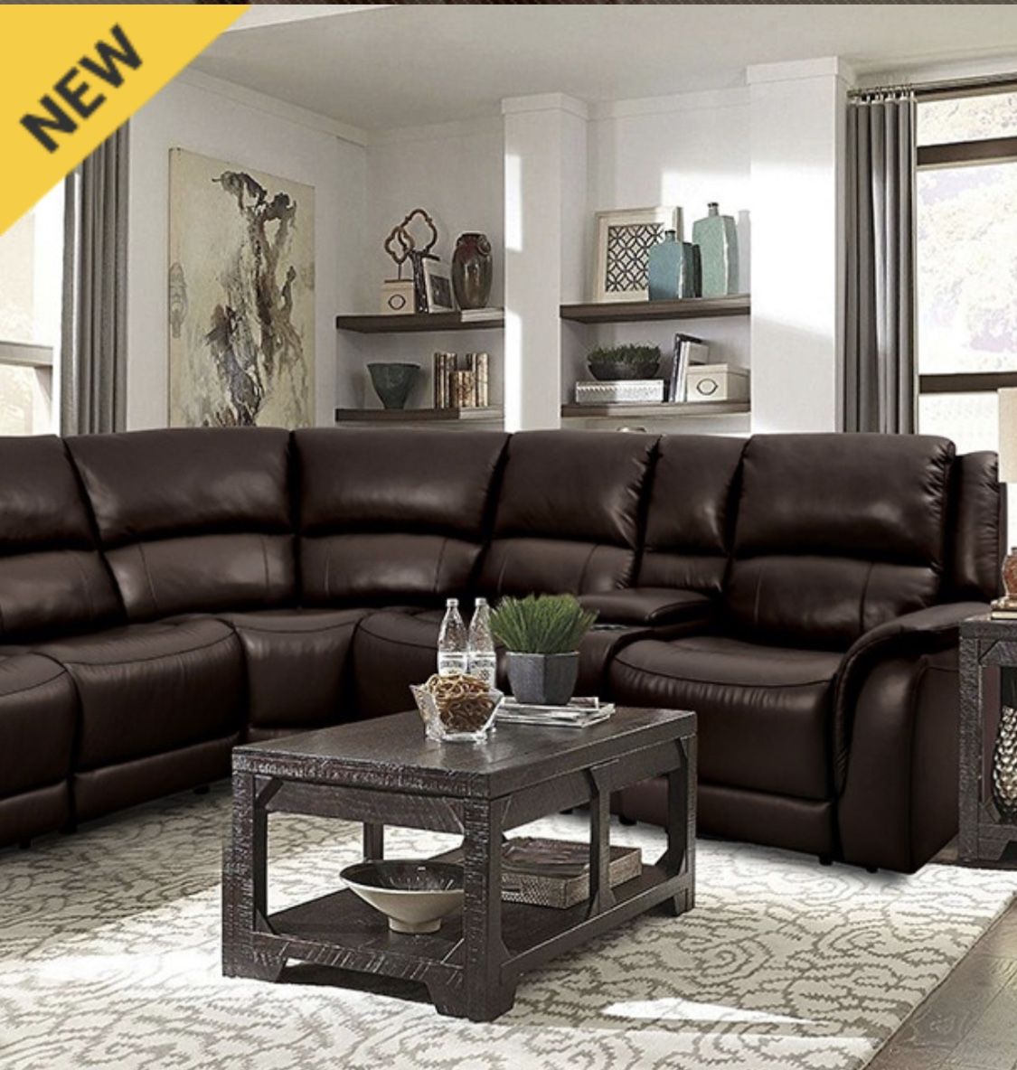 New Top Grain Leather Power Recliner Sectional Couch Includes Free Delivery for Sale in