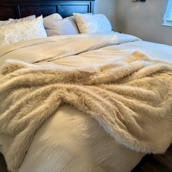 NWT Threshold Faux Fur Throw Blanket 50”x 60”