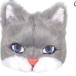 Máscara de felpa de gato para fiesta de máscaras, máscara de animales de peluche para niños, máscara de cabeza de IVA, accesorio para disfraz de Hallo