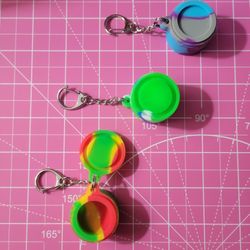 3 x Silver (S Lone Chain) Wax/Dab/Oil Silicone Storage Container Keychains 
