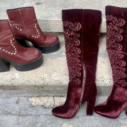 Stylish Maroon Boots ( 8 & 8.5)