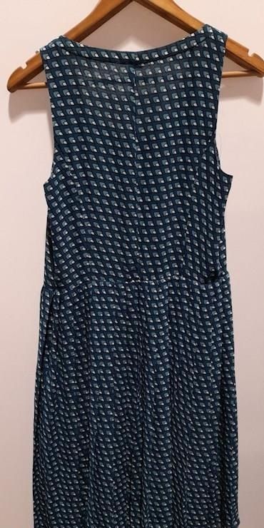 Halogen Women's Blues/White Size 8 Sleeveless Geometric Pleated Sundress