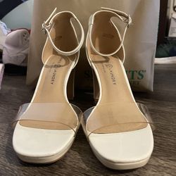 White 3 Inch Block Heels