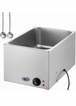 VEVOR Commercial Food Warmer 24QT Bain Marie 1200W Electric Buffet Steam Table - Countertop Stainless Steel for Wet or Dry Use - Parties, Catering and