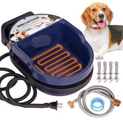 Automatic Heated Dog Water Bowl Outdoor Large Breed Auto Fill Heated Pet Cat Chicken Water Bowl with Float Valve Dog Water Dispenser Pet Waterer for C