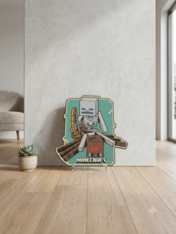 Minecraft Skeleton Jockey Wooden Wall Sign – Great Condition