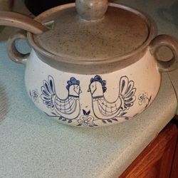 Vintage Bowl With Matching Laddel 