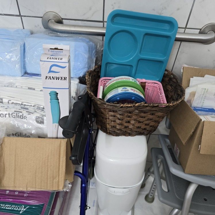 Patient Care Bundle : Walker , Shower Chairs, Adult Diapers, Wound Care Supplies, Diaper Geni, Purewick Adapters, Chucks