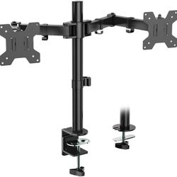 New WALI Dual Monitor Desk Mount, Monitor Stand for 2 Monitors Up to 27inch, Dual Monitor Mount Max 22lbs for Home, Office, School (M002), Black