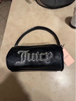 ✨ New Juicy Couture Black Barrel Bag Purse w/ Rhinestone & Pearl Logo ✨