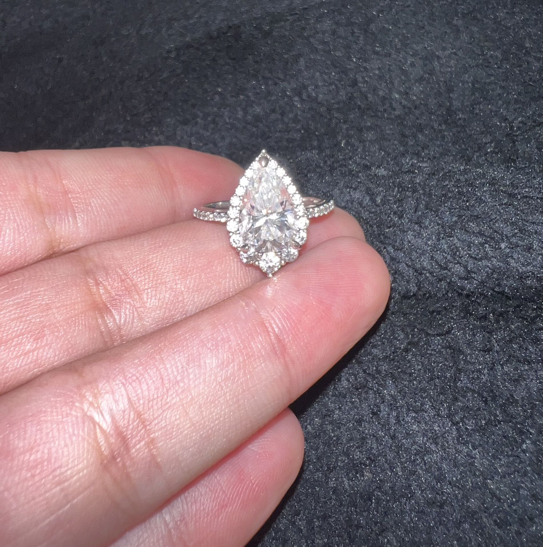 Silver Moissanite Pear Cut Ring