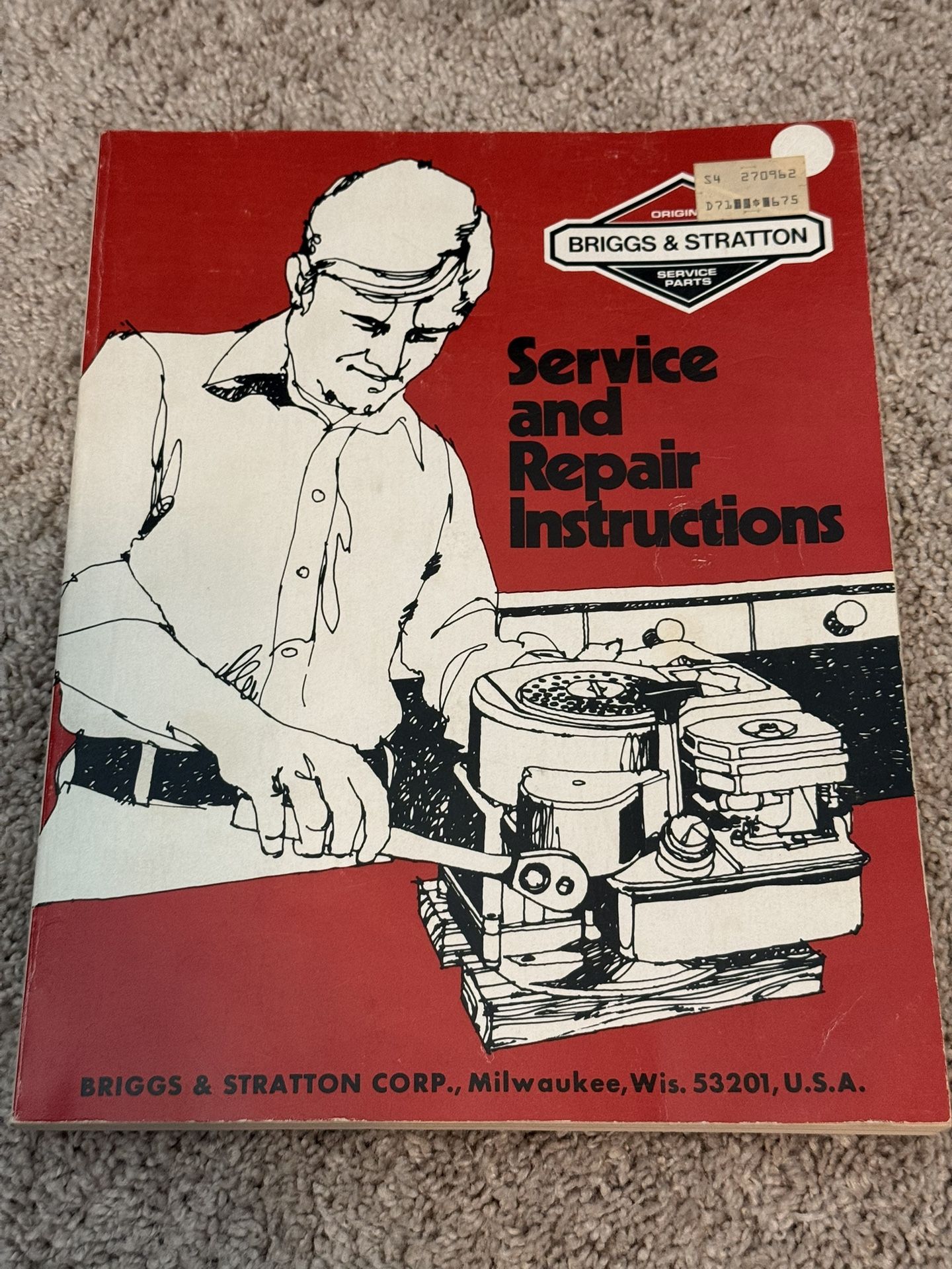 Original Briggs & Stratton Service And Repair Instructions Paperback