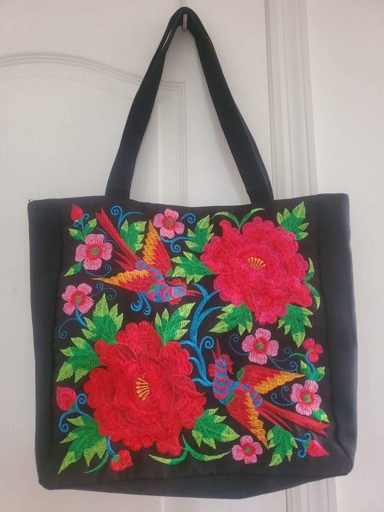 Embroidered Tote Purse