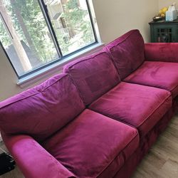 Wine Red Velvet Couch