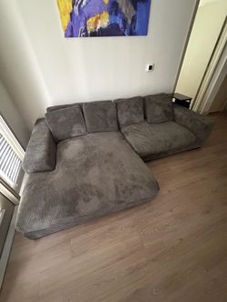 Gray Corduroy Sectional Sofa with Chaise